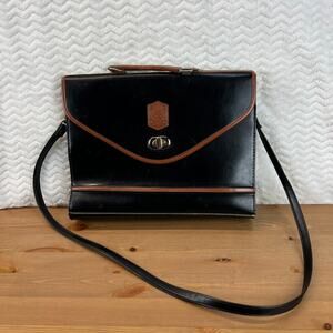 Vintage French Saddle Leather Briefcase Satchel Le Déco Professor Document Bag